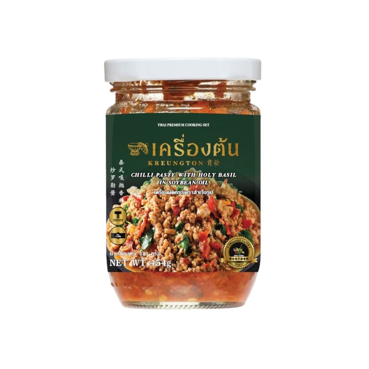 Kreungton Thai Chili Paste with Holy Basil 454g (Exp Date:27/01/2025)