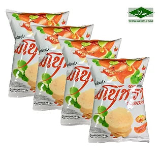 Manora Shrimp Chips Tom Yum Flavor Packets Bundle 4 x 75g (Exp:07/01/2024)