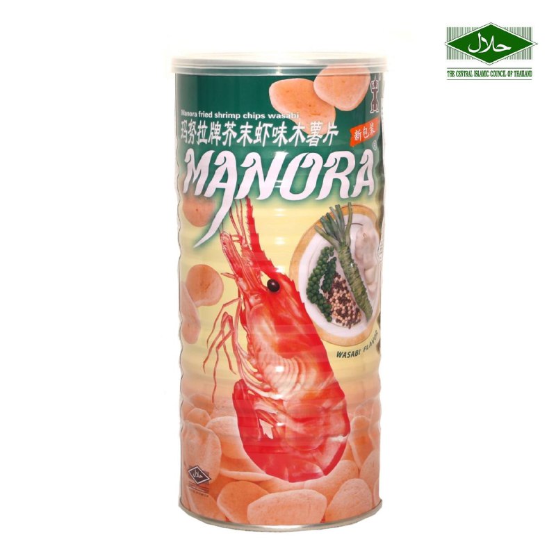 Manora Wasabi Shrimp chips (Tin) 90g (Exp:07/01/2024)