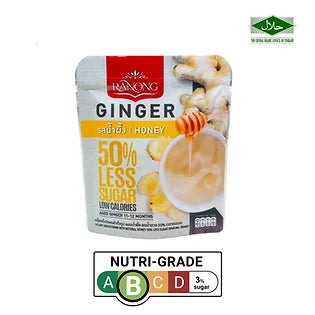 Ranong Instant Ginger 50% Less Sugar- Honey (10 sachets x 10g) (Exp Date:16/12/2024)